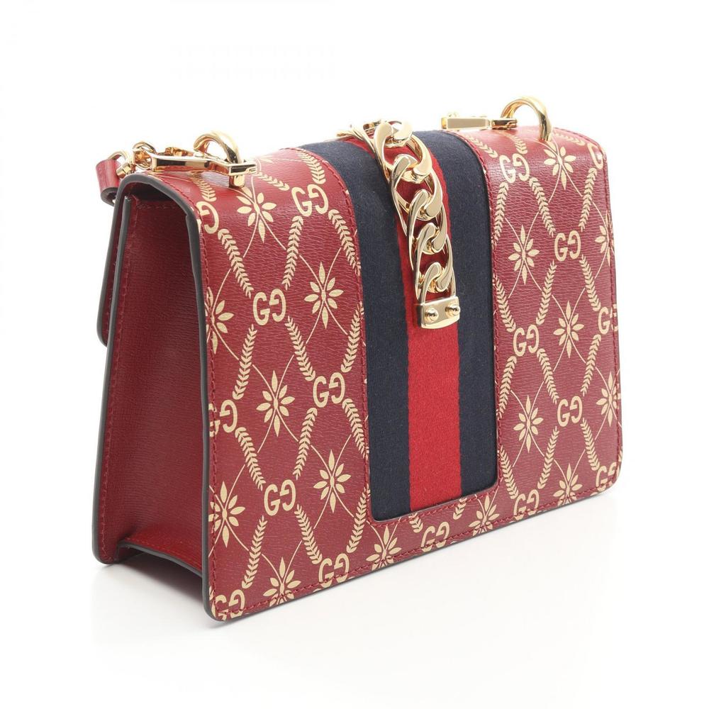 Gucci Sherry Sylvie Bag Red GG Leather Shoulder Multicolor - Picture 2 of 7